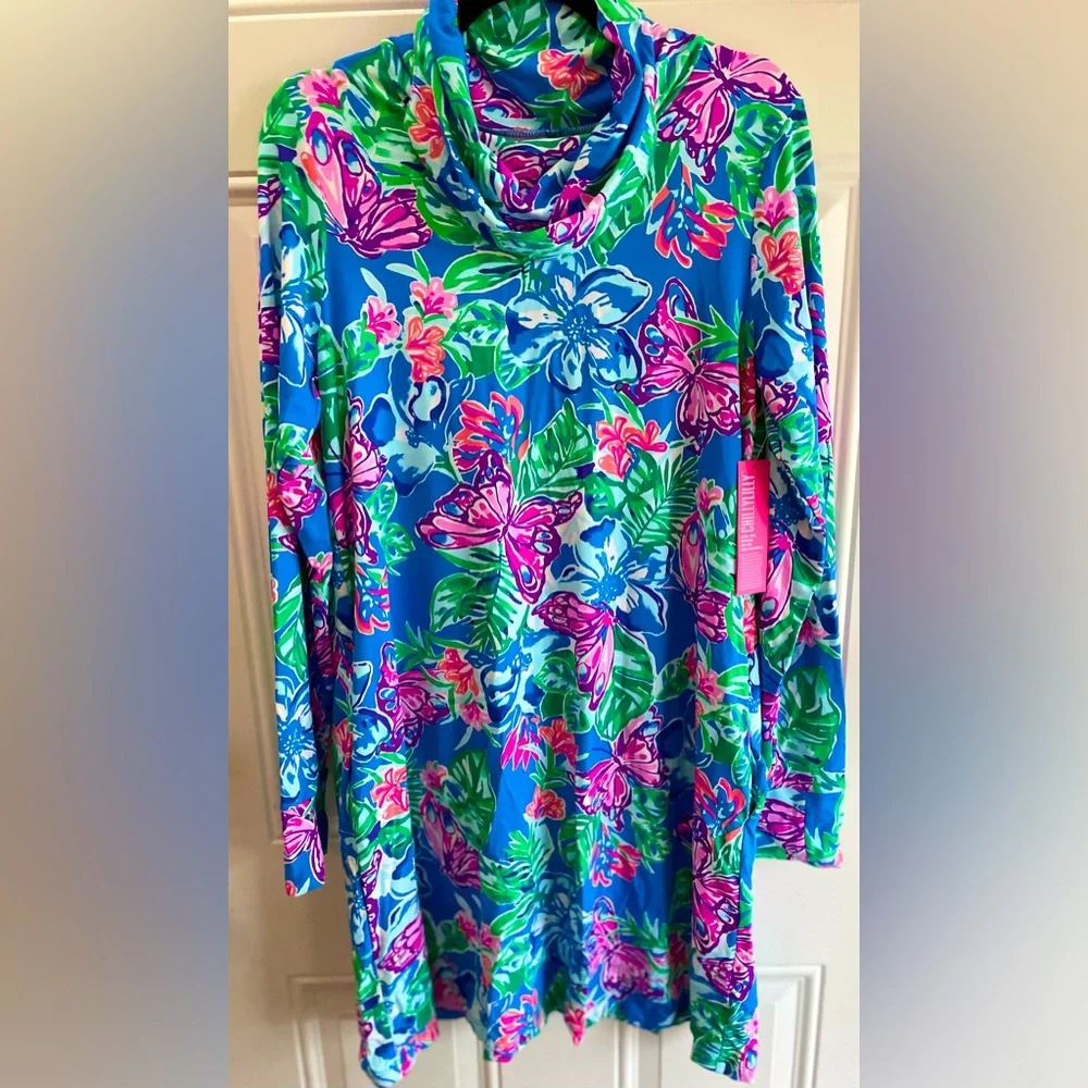 ⭐️⭐️Lilly Pulitzer Cowl Neck/Gator mask Lilshield Long Sleeve50+Dress - Picture 3 of 15